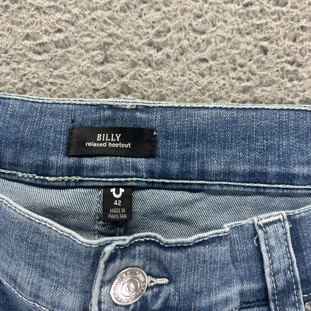 True Religion Billy Jeans Mens 42x34 Blue Cotton Denim Bootcut Relaxed Stretch